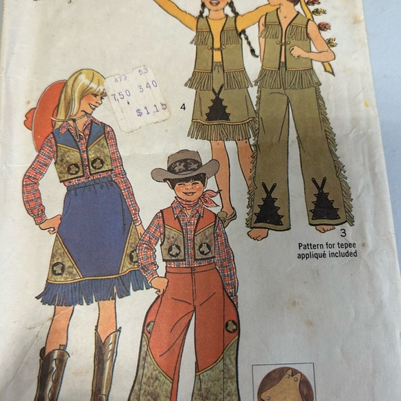 4/$50 Kids Western Cowboy Costume with Vest and Hat size 19 simplicity 7161 🪡 - Picture 1 of 5